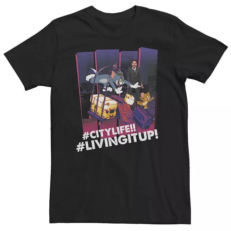 Big & Tall Tom & Jerry City Life Living It Up Tee, Men's, Size: 4XL Tall, Black Product Image