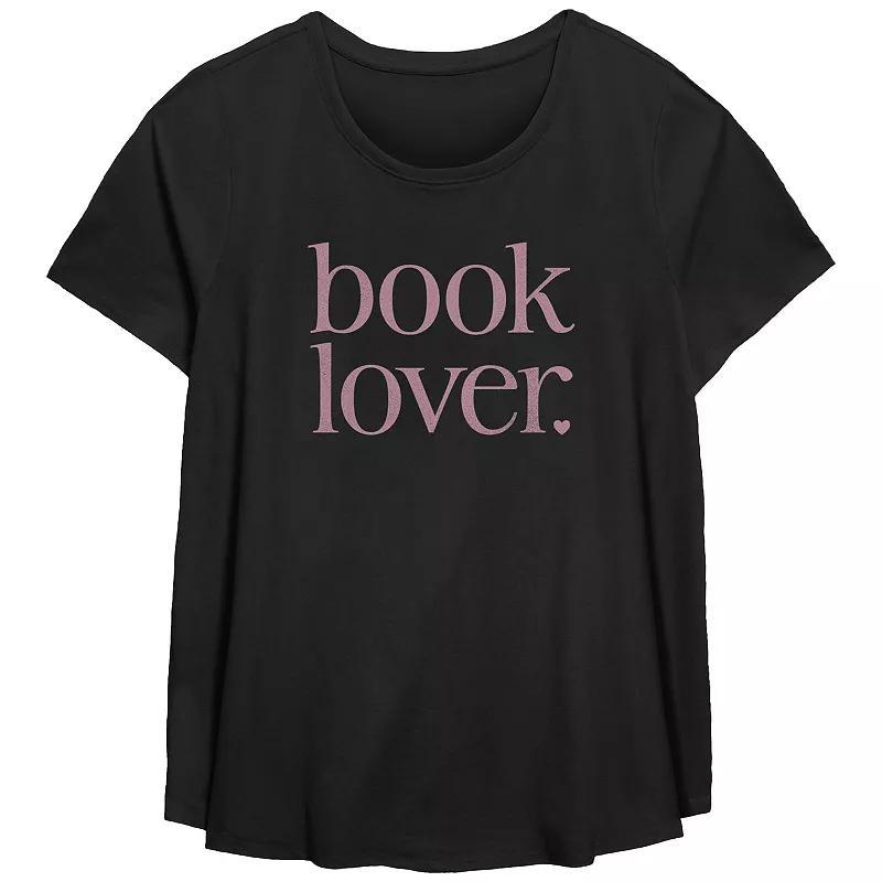 Plus Size Book Lover Scoop Hem Flow Graphic Tee, Women's, Size: 0X, Black Product Image