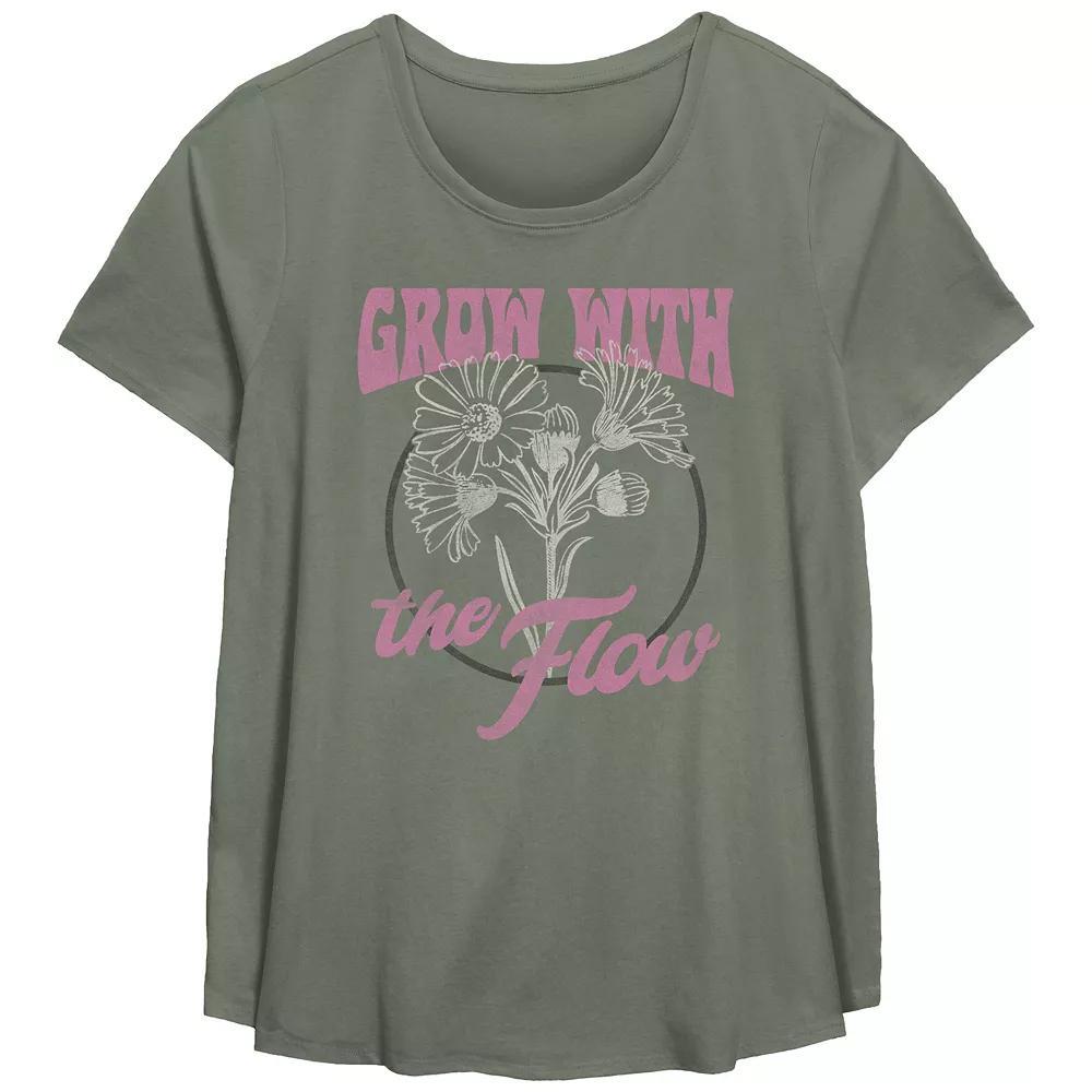 Plus Size Fifth Sun "Grow With The Flow" Scoop Neck Graphic Tee, Girl's, Size: 1XL, Green Product Image