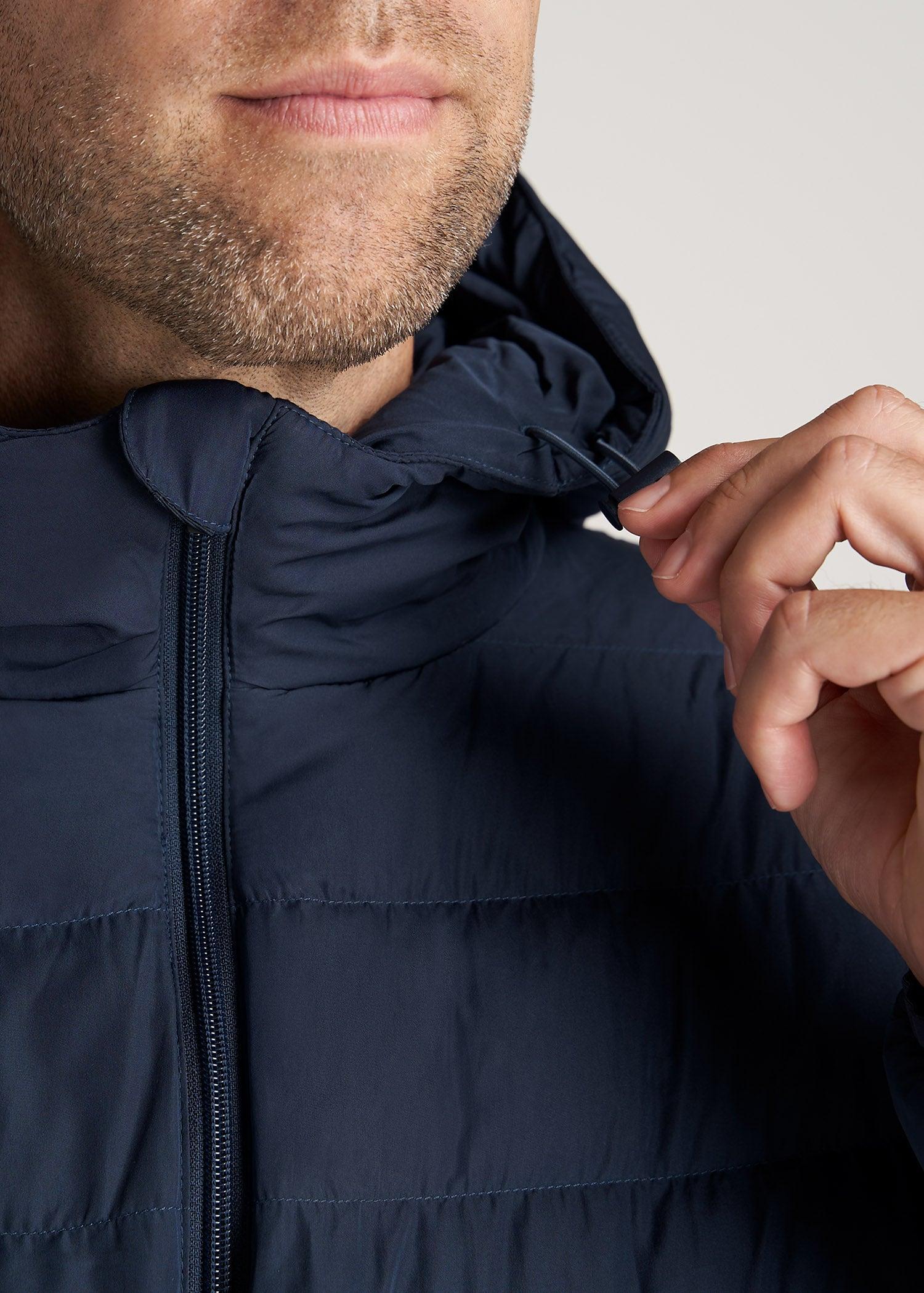 Medium-Weight Tall Puffer Jacket for Men in Navy Product Image