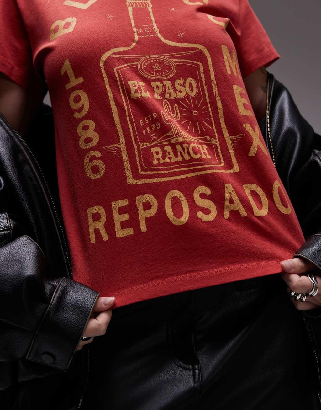 Topshop graphic blanco reposado boxy tee in red Product Image