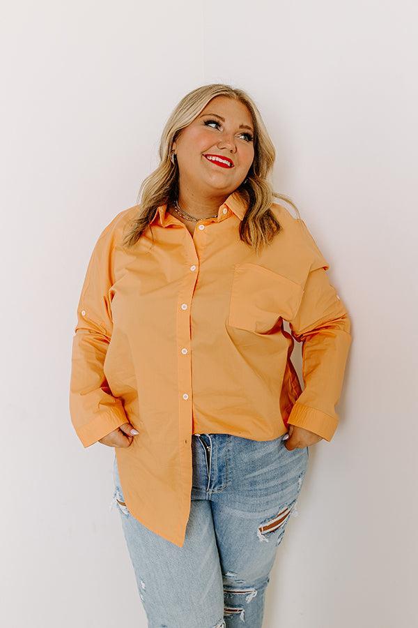 Sending Good Luck Button Up Top In Orange Curves Product Image