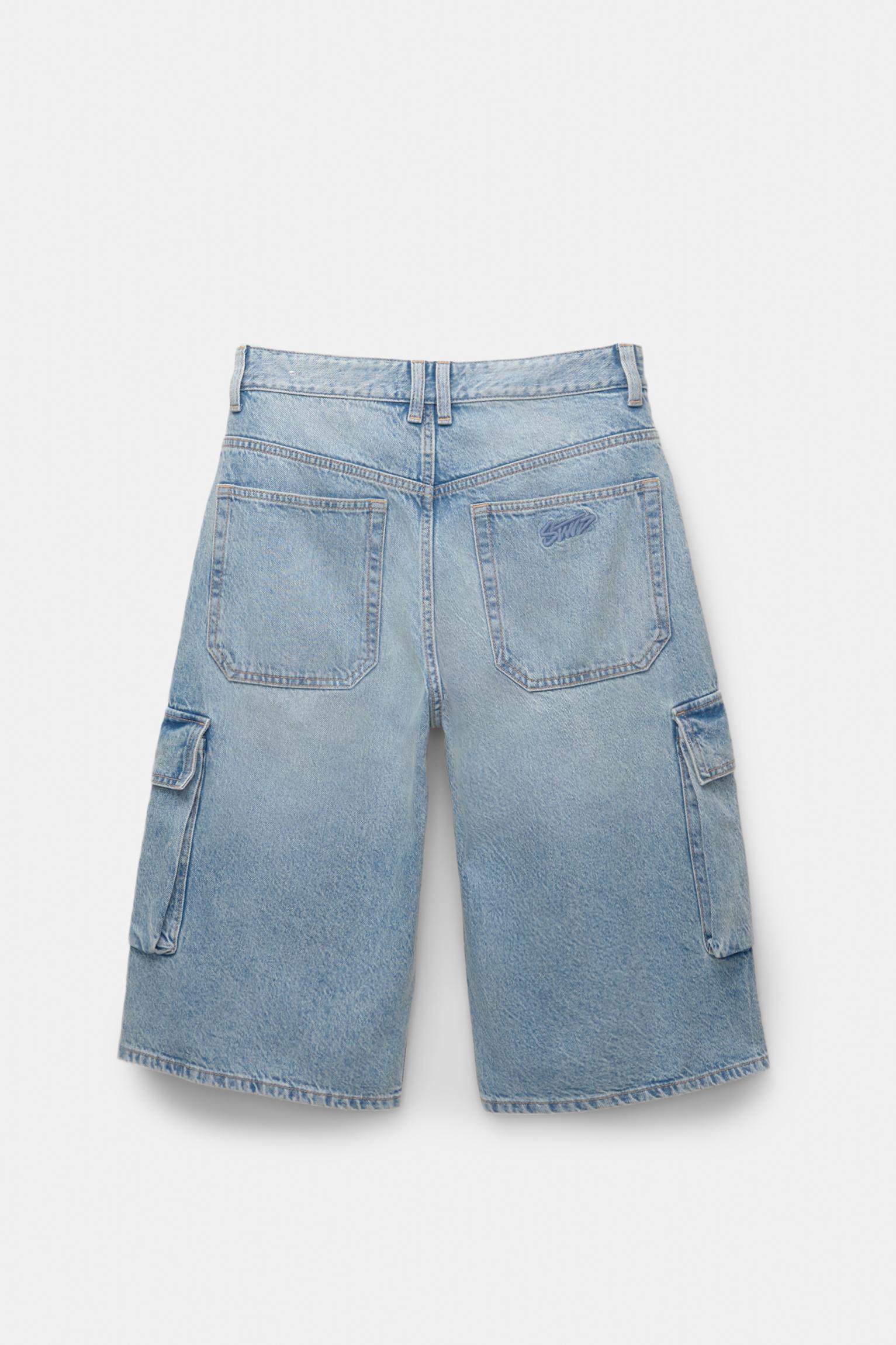 Denim cargo Bermuda shorts Product Image
