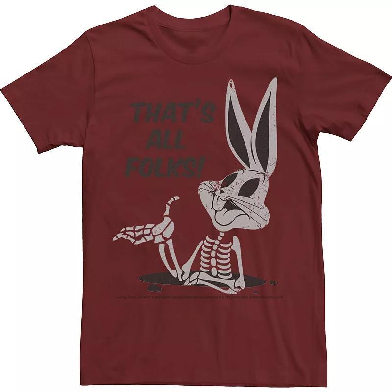 Mens Looney Tunes Bugs Bunny Thats All Folks Tee Red Product Image