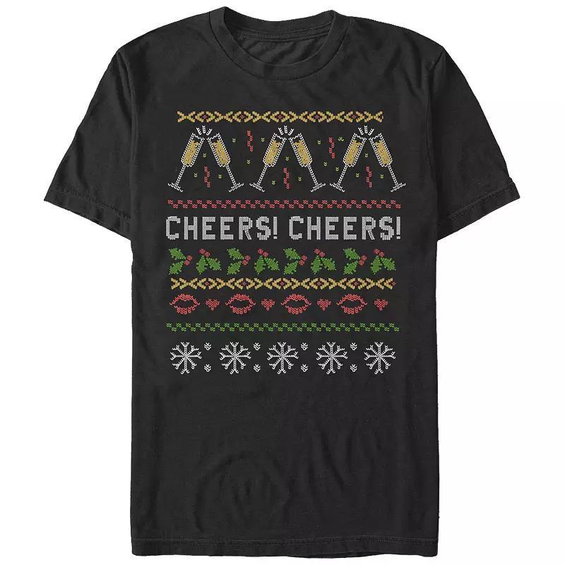 Men's Cheers For The New Year Sweater Graphic Tee, Size: XL, Black Product Image