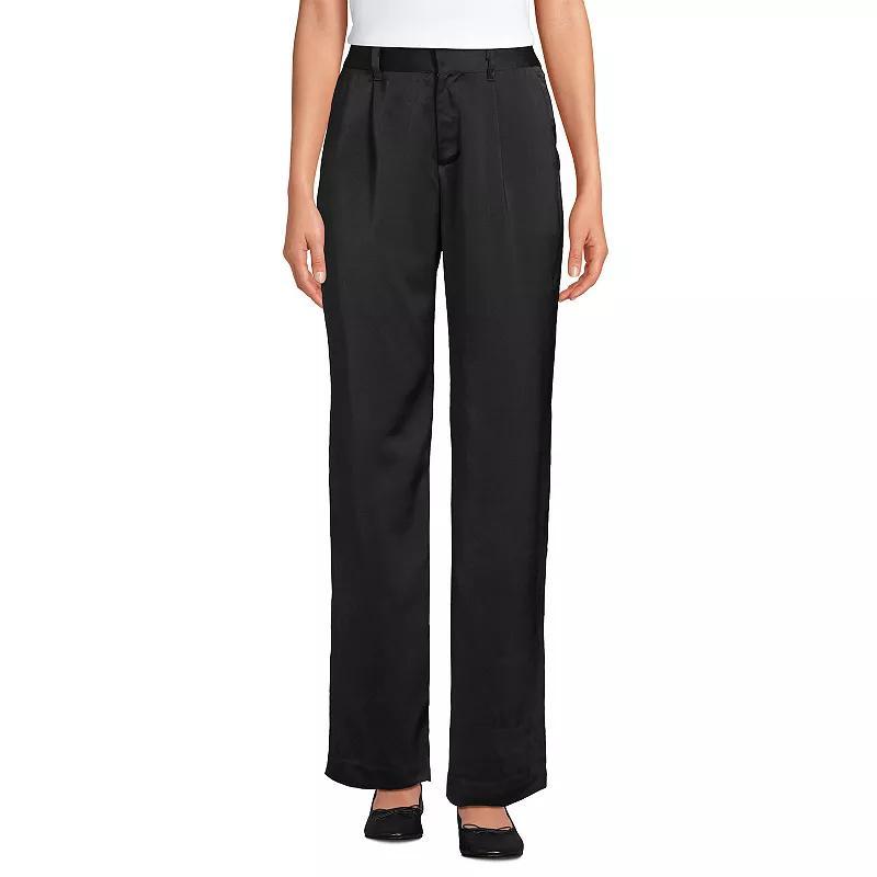 Womens Lands End Satin Wide Leg Pleated Pants Product Image