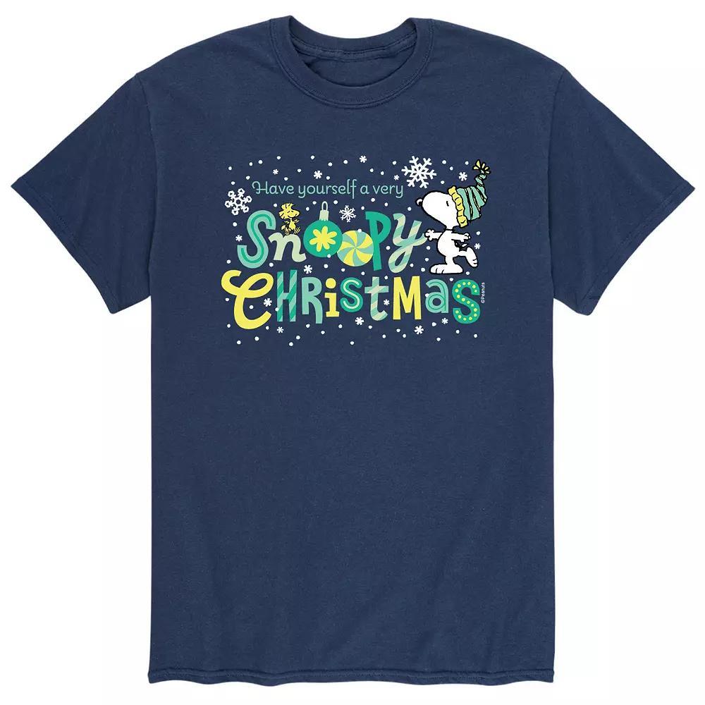 Men's Peanuts Snoopy Christmas Tee, Size: Large, Blue Product Image