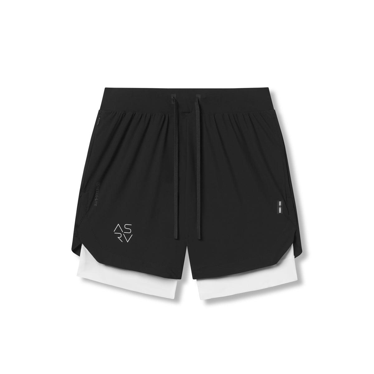 0866. Tetra-Lite® 7" Liner Short - Black "Cyber"/White Male Product Image