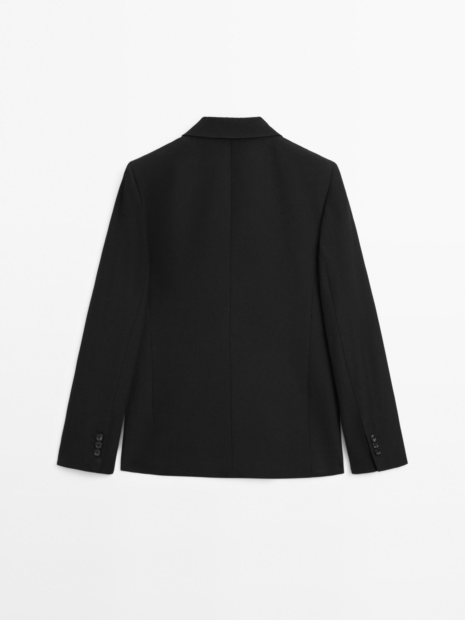 Cropped wool blend double-breasted blazer Product Image