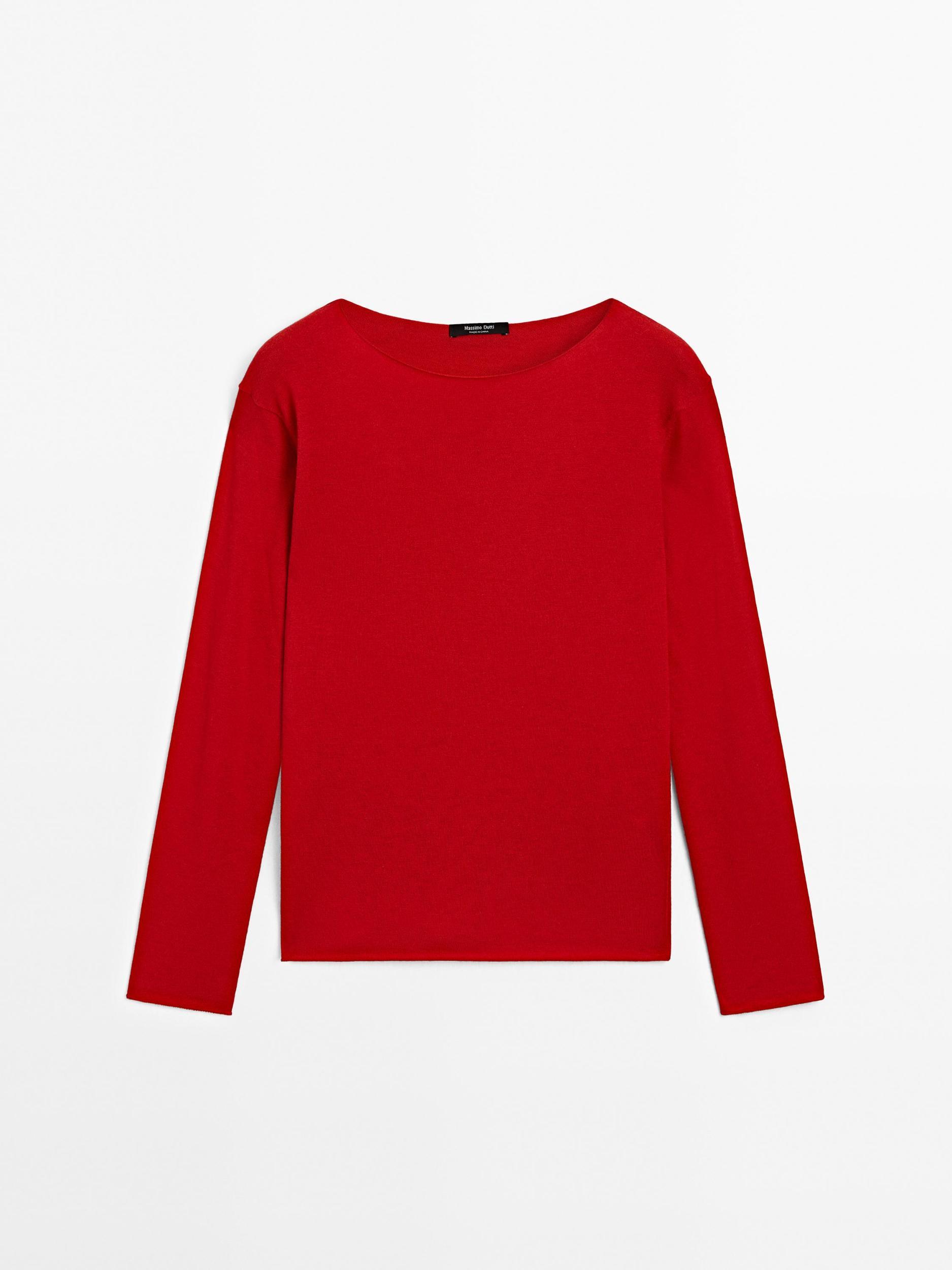 Wool blend boat neck sweater Product Image