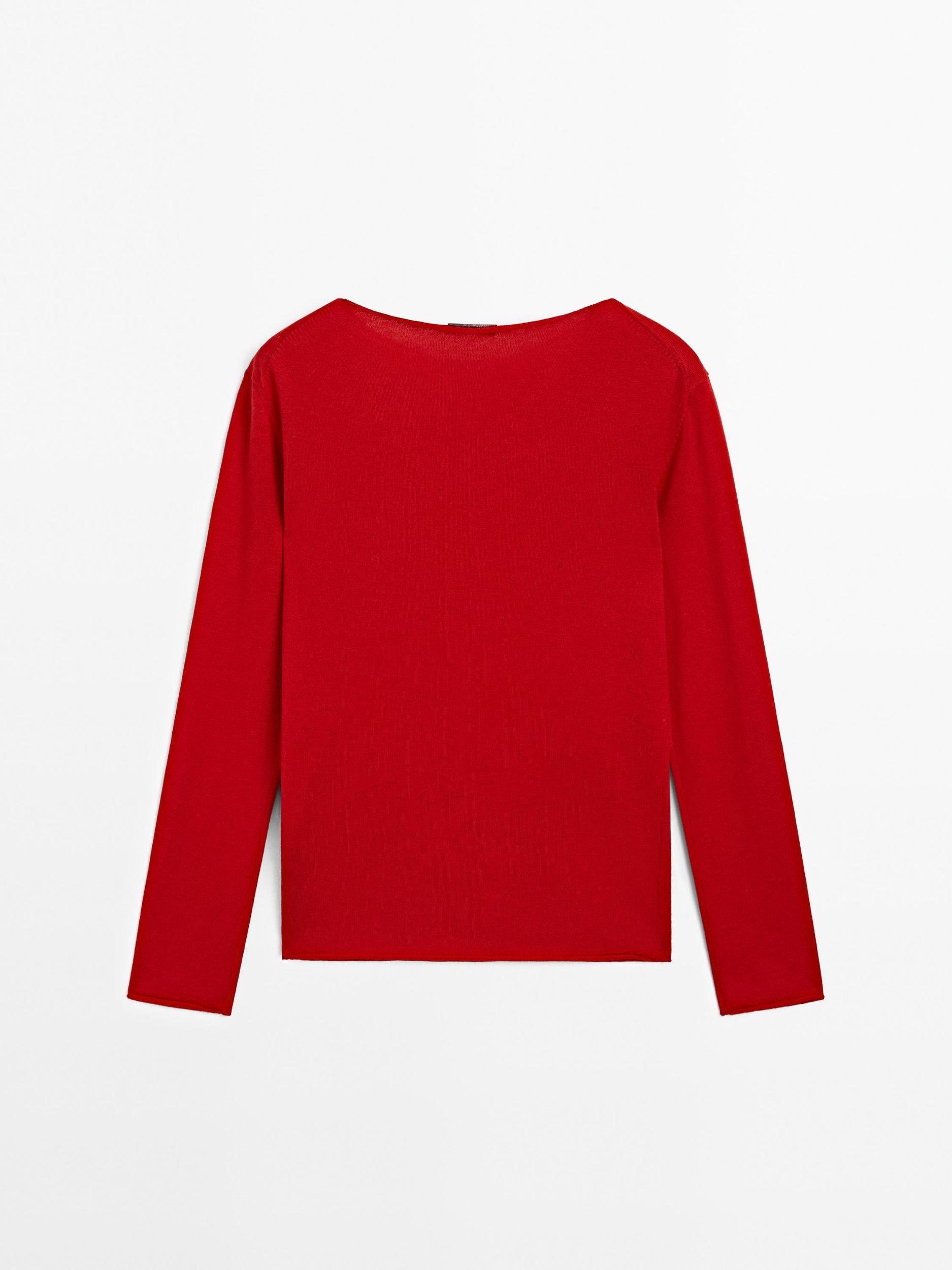 Wool blend boat neck sweater Product Image