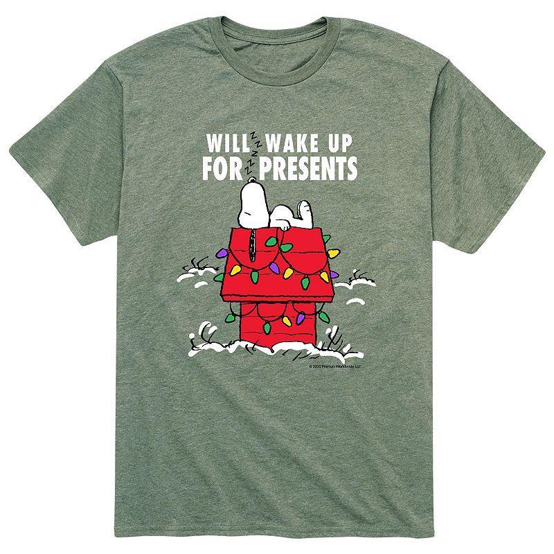 Men's Peanuts Wake For Presents Tee, Size: Small, Grey Product Image