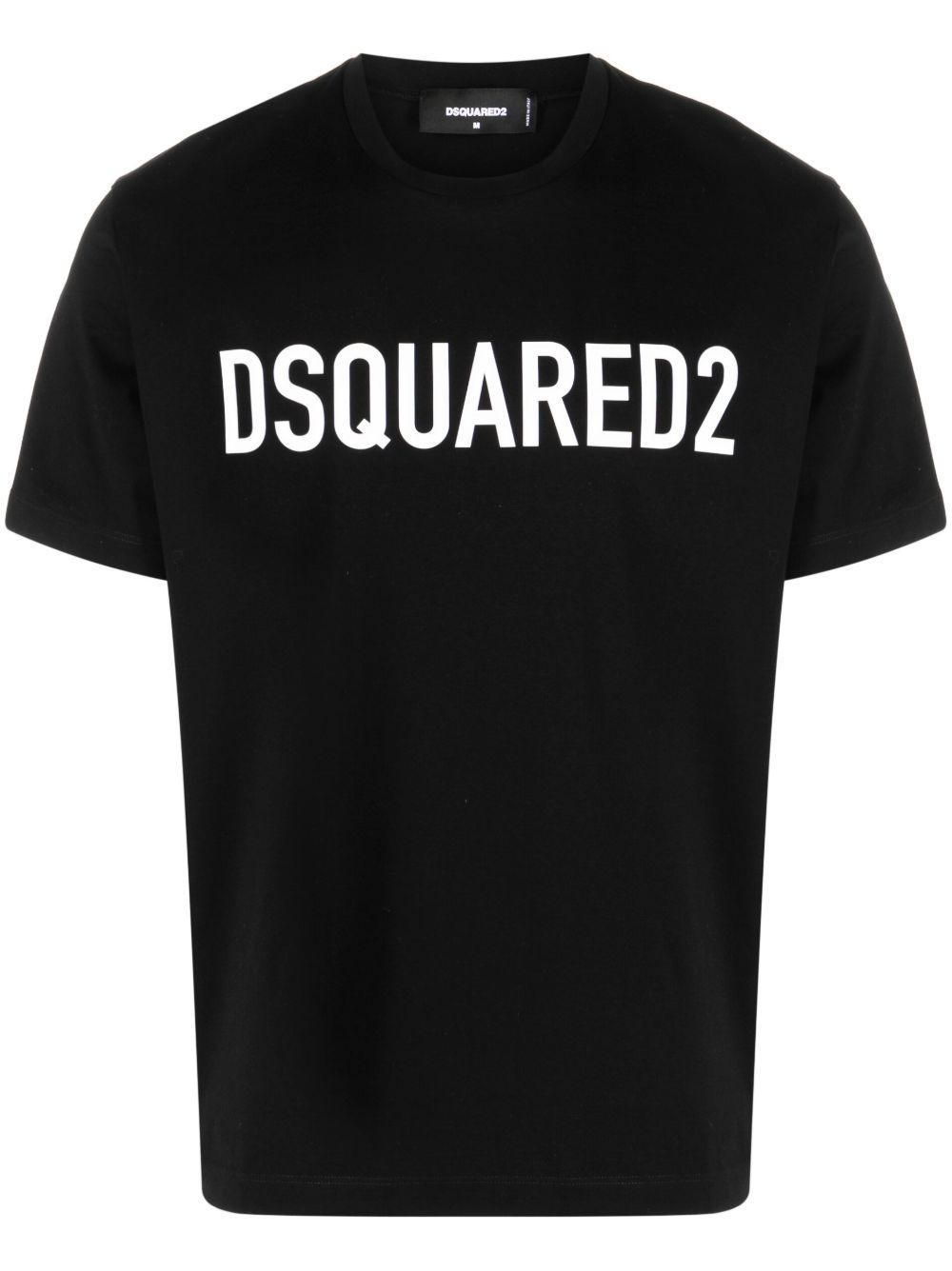 DSQUARED2 Mens Black Brand-print Crewneck Regular-fit Cotton-jersey T-shirt Product Image