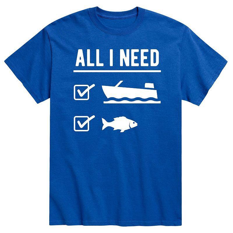 Men's All I Need Is Boat Fish Tee, Size: Small, Royal Blue Product Image