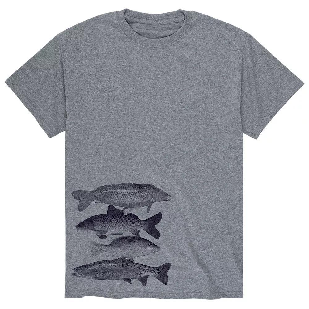 Men's Freshwater Fish Stacked Tee, Size: Small, Gray Product Image