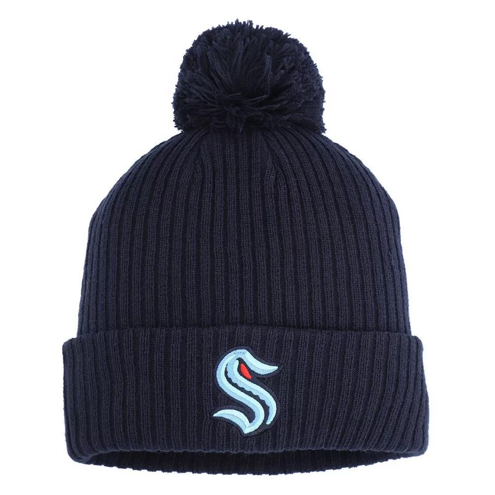 Men's Fanatics  Deep Sea Blue Seattle Kraken Cuffed Knit Hat with Pom, Krk Blue Product Image