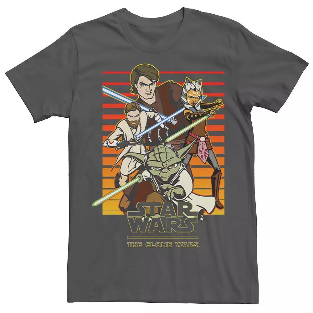 Men's Star Wars: Clone Wars Jedi Group Shot Retro Line Tee,  Product Image