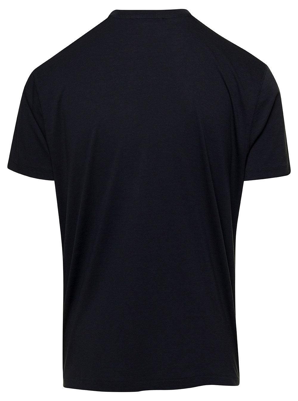 TOM FORD Black Basic Crewneck T-shirt With Tonal Stitching In Cotton Blend Man Product Image