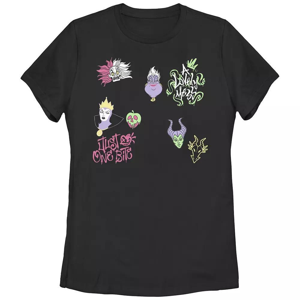 Disney Villains Character Icons Juniors' Graphic Tee, Girl's, Size: Large, Black Product Image