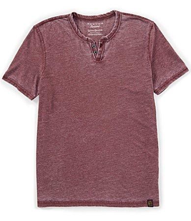 Lucky Brand Short Sleeve Button Notch Neck Venice Burnout T Product Image