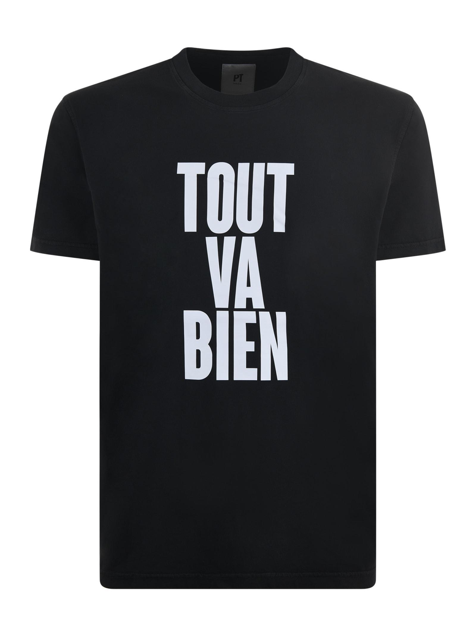 PT TORINO Slogan-print Cotton T-shirt In Black Product Image