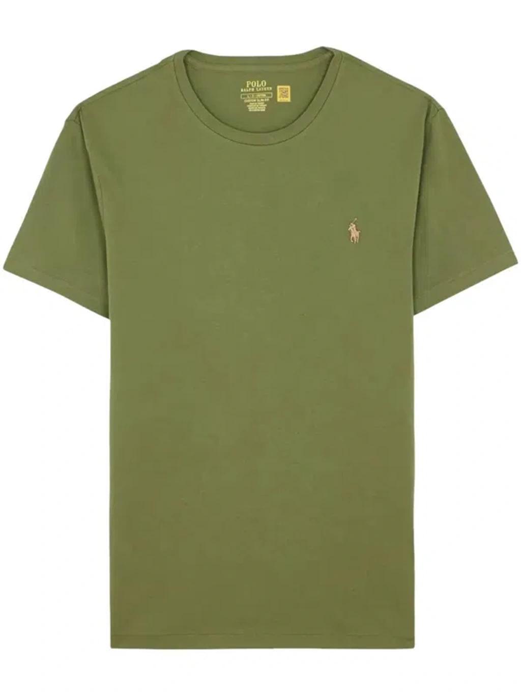 POLO RALPH LAUREN Cotton T-shirt In Military Green With Logo Product Image