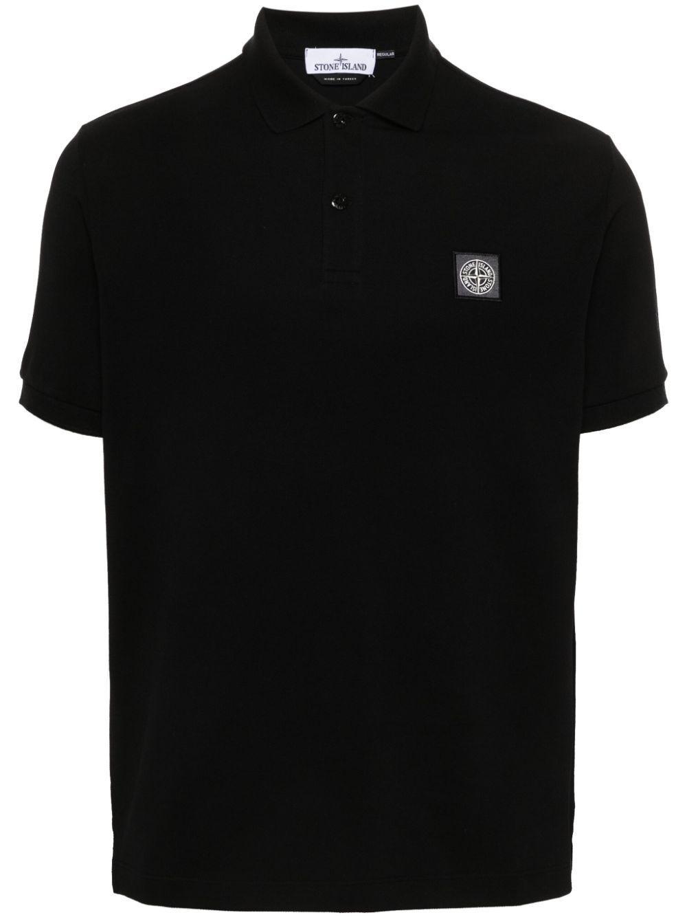 STONE ISLAND Compass Patch Polo Shirt In Black Product Image