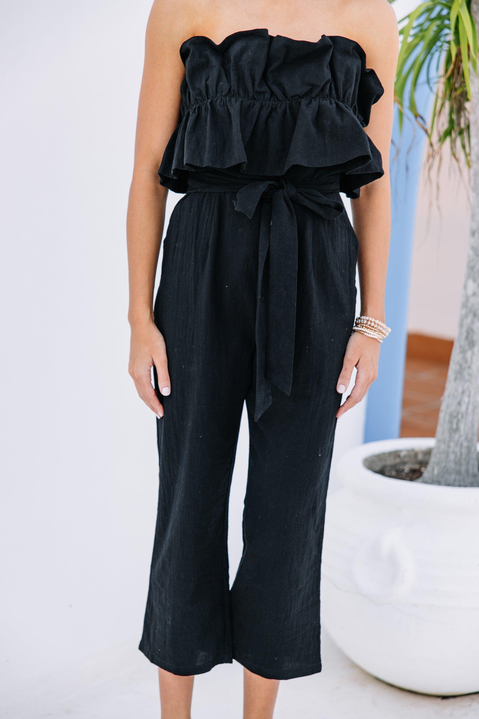 Feeling Fun Black Ruffled Jumpsuit Female Product Image