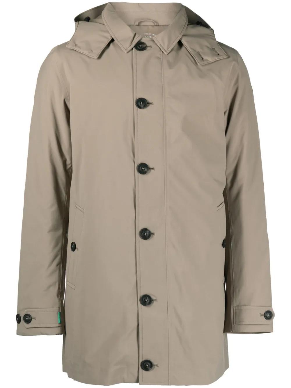 SAVE THE DUCK Single-breasted Hooded Coat In Nude Product Image