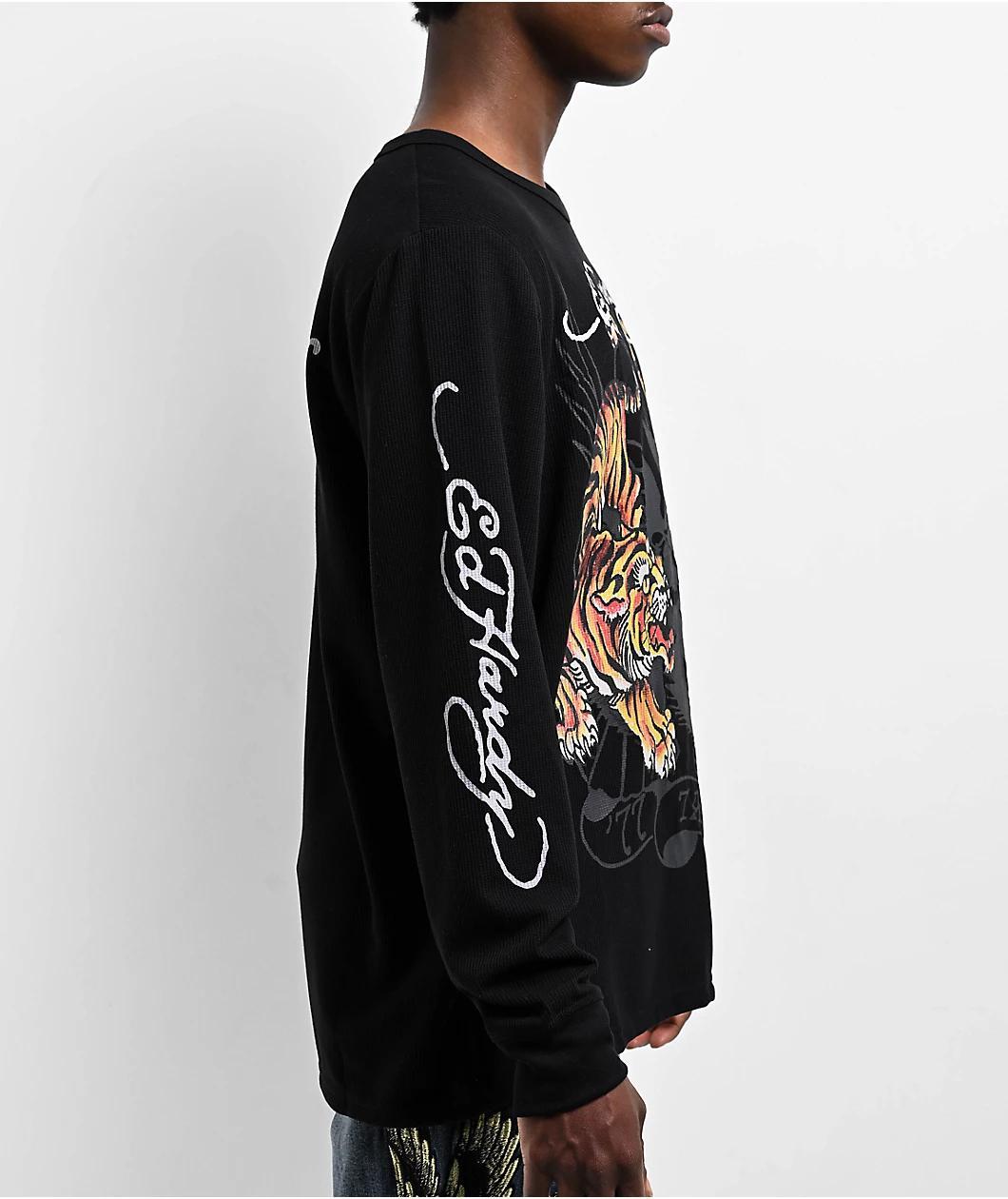 Ed Hardy Tigers Black Thermal Long Sleeve T-Shirt Product Image