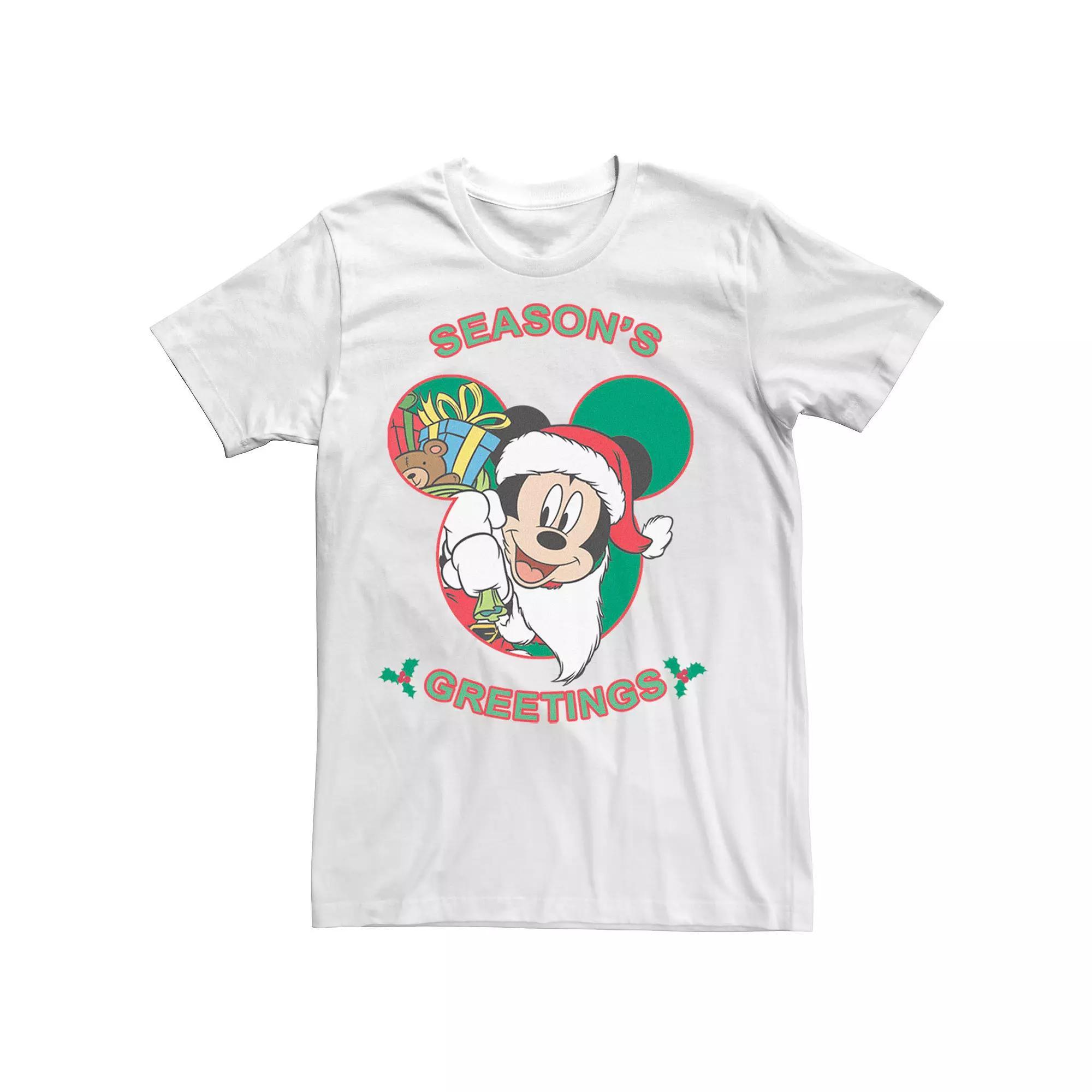 Disney's Mickey Mouse Season's Greetings Christmas Men's Tee, Size: XL, White Product Image