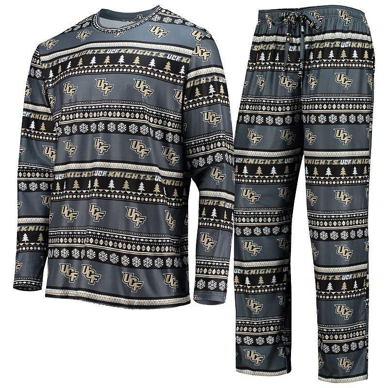 Mens Concepts Sport Charcoal UCF Knights Ugly Sweater Long Sleeve T-Shirt and Pants Sleep Set Product Image