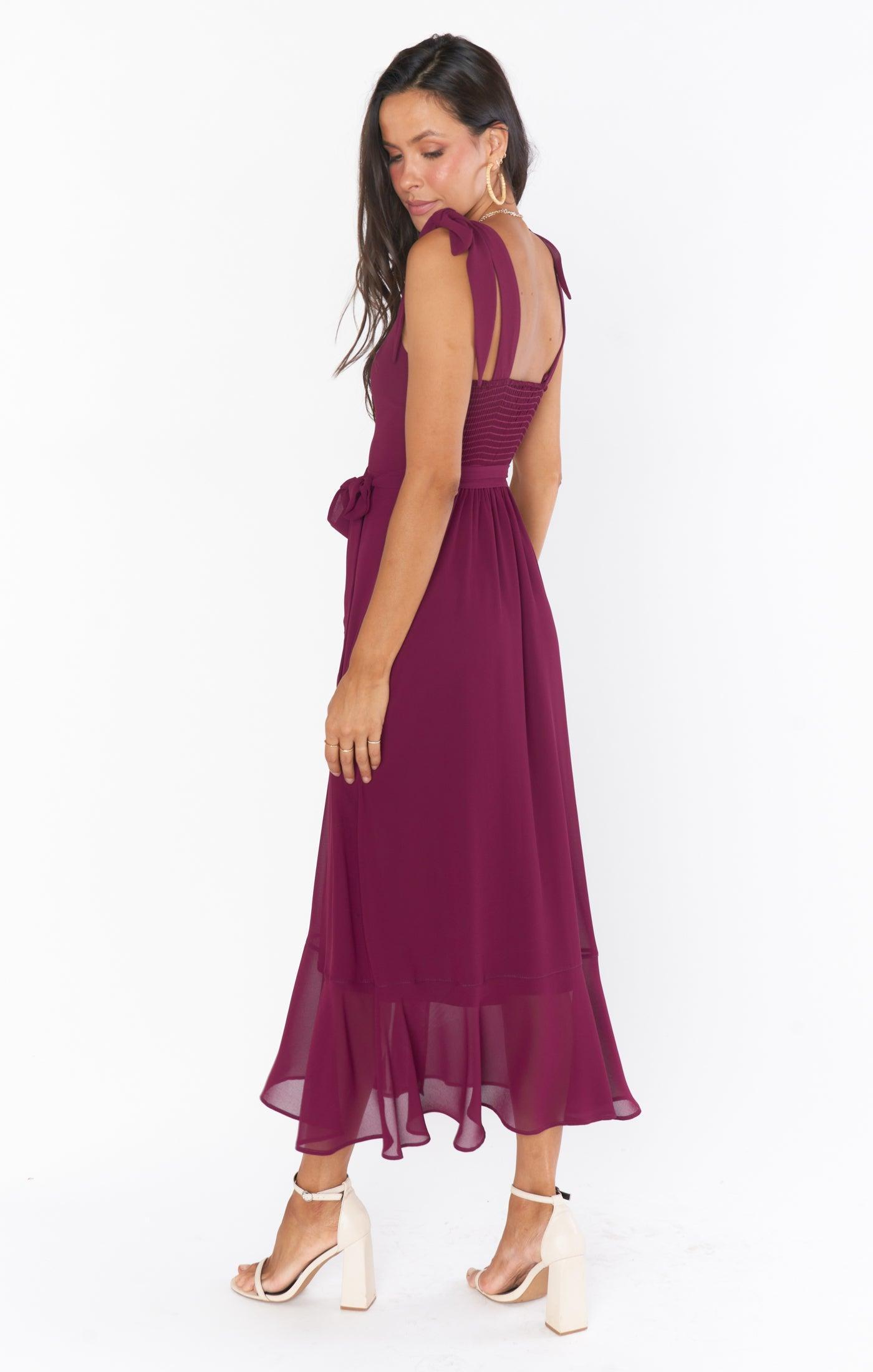 Claire Midi Dress ~ Merlot Chiffon Product Image