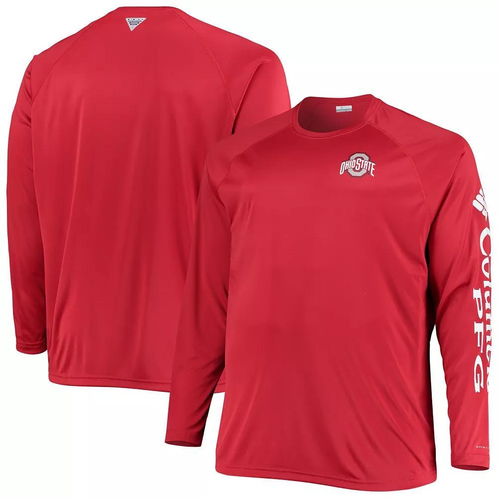 Men's Columbia Scarlet Ohio State Buckeyes Big & Tall Terminal Tackle Raglan Omni-Shade Long Sleeve T-Shirt, Size: 5XB, Red Product Image