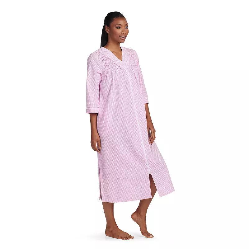 Petite Miss Elaine Essentials Seersucker Petite Size Long Zip Robe, Womens Product Image