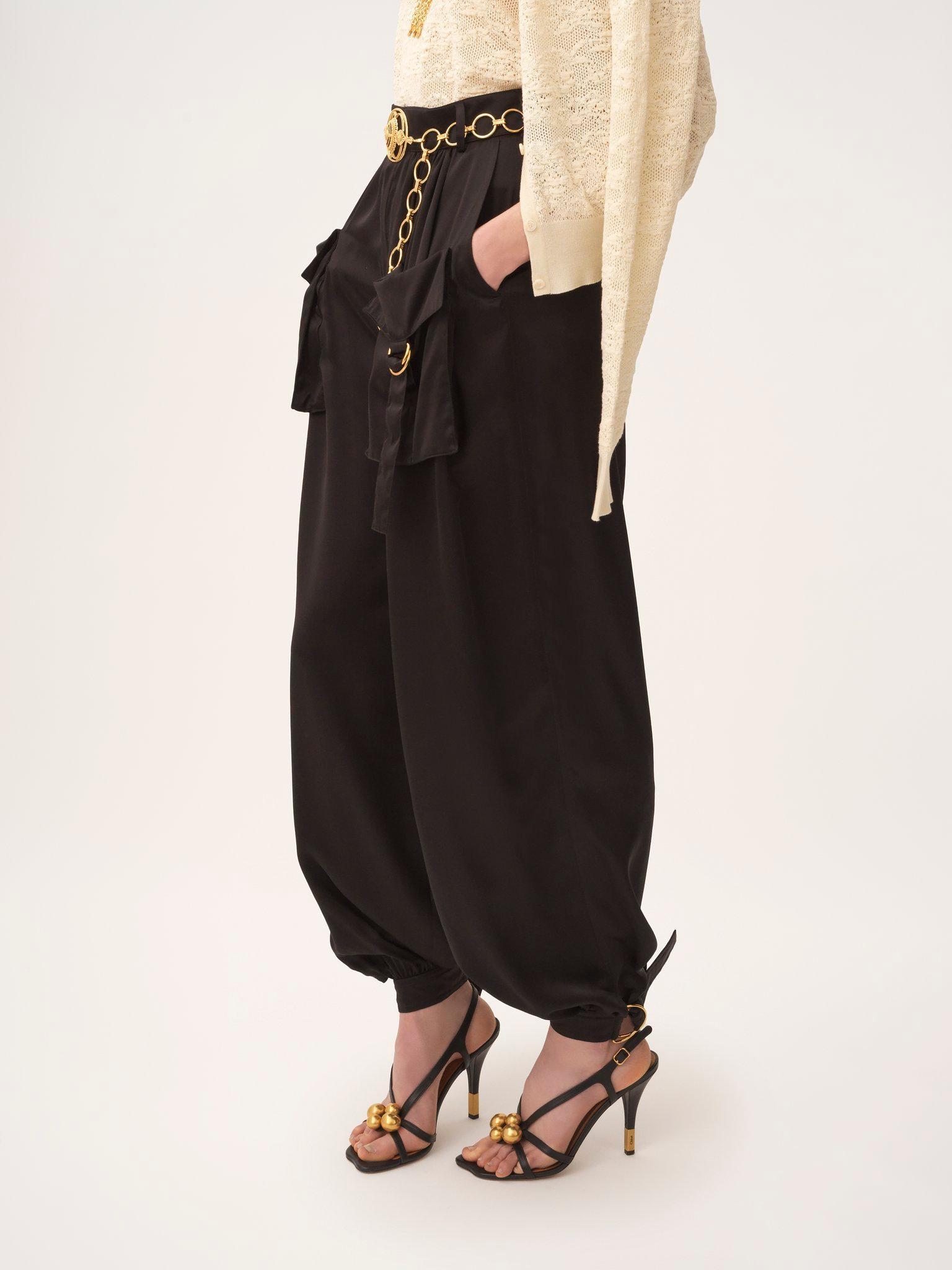 Fluid cargo pants in silk satin Product Image