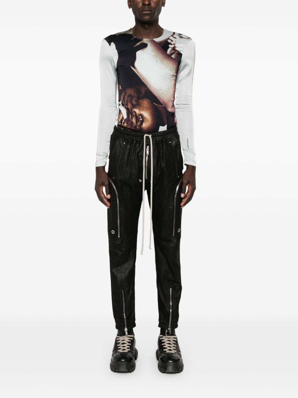 RICK OWENS Bauhaus Leather Cargo Trousers In Black Product Image