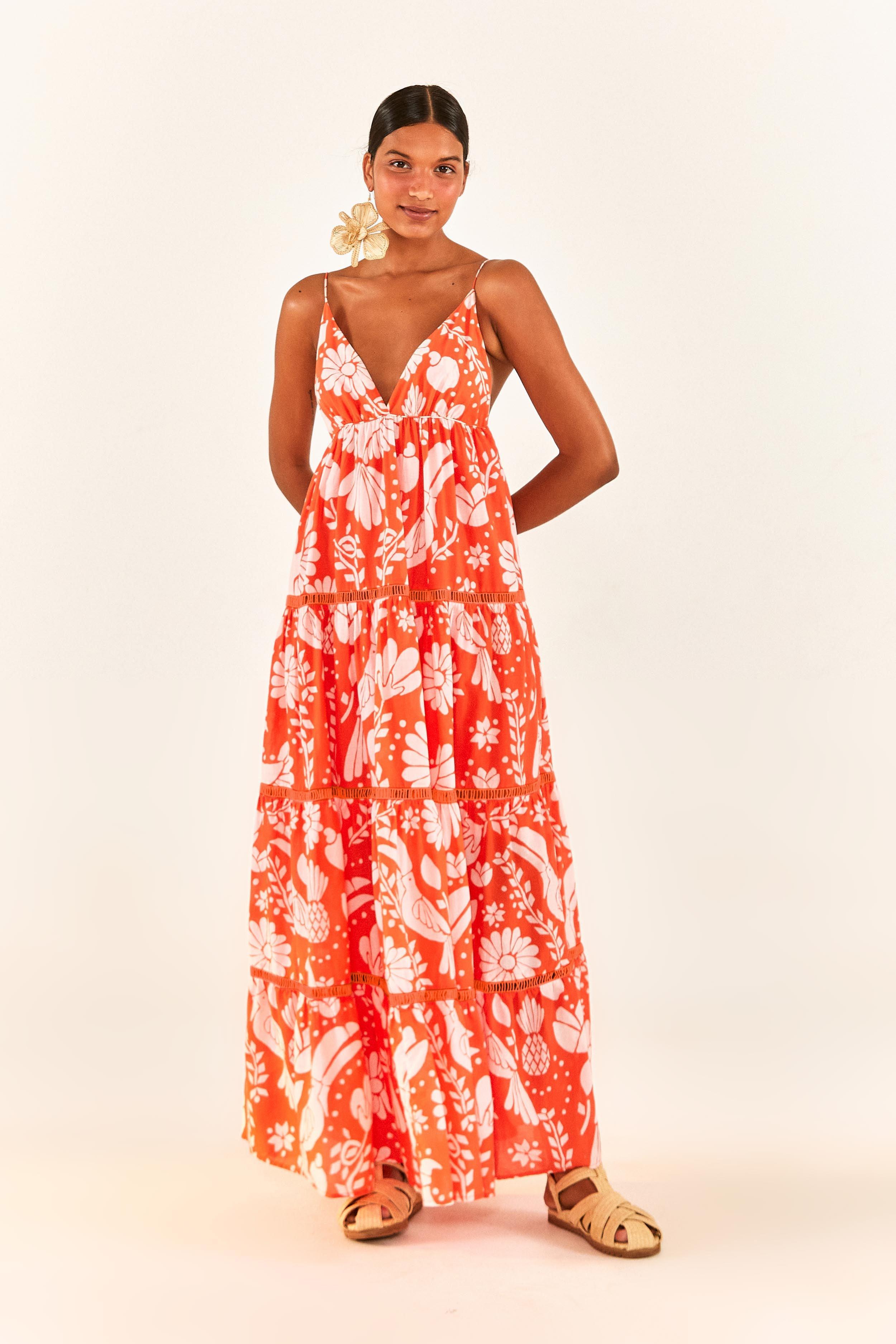 Orange Neon Jungle Maxi Dress Product Image