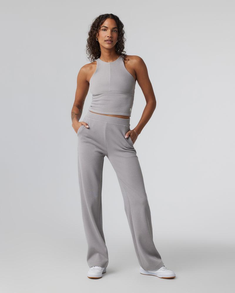 Aston Crop | Women's Soft Pewter Rib Tank Top | Vuori Product Image