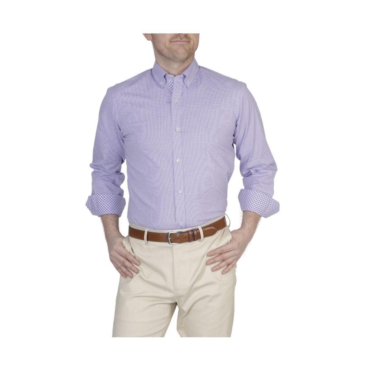 Tailorbyrd Mens Mini Gingham Cotton Stretch Long Sleeve Shirt Product Image