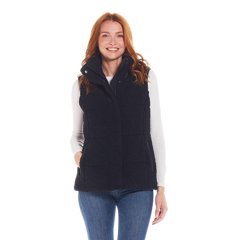 Women's Weathercast Sherpa Puffer Vest, Size: Large, Coriander Black Product Image