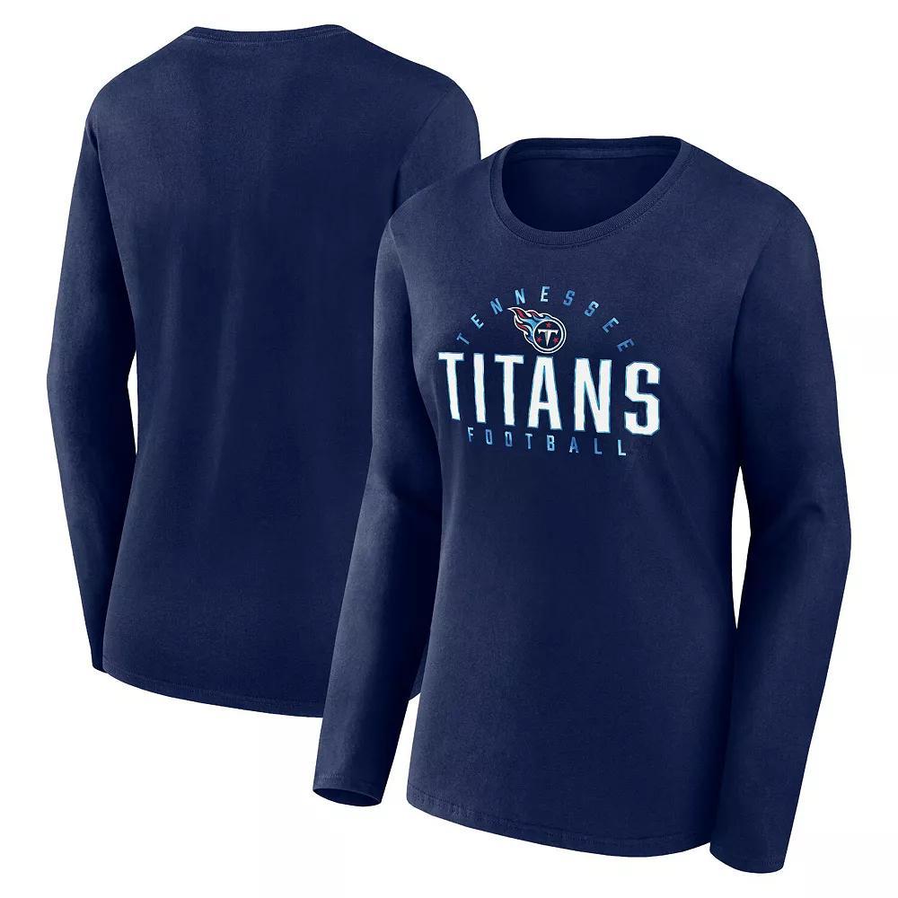 Women's Fanatics Branded Navy Tennessee Titans Plus Size Foiled Play Long Sleeve T-Shirt, Size: 2XL, Blue Product Image
