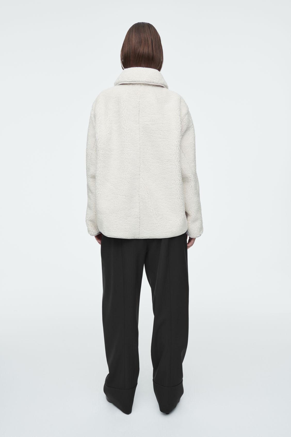 COLLARED FAUX SHEARLING JACKET Product Image