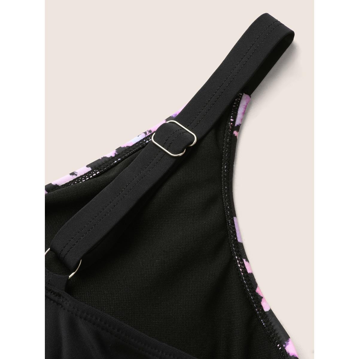 Plus Size Leopard Print Patchwork Gathered One Piece Swimsuit Women's Swimwear Black Beach Overlapping Curve Bathing Suits High stretch One Pieces BloomChic 14-16/1X Product Image