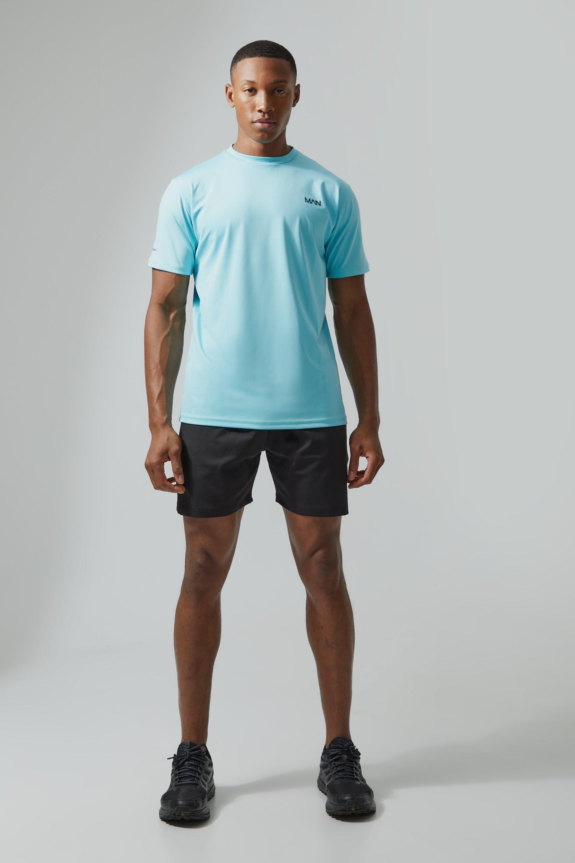 Mens Blue Man Active Performance Tshirt And Short Set, Blue Product Image