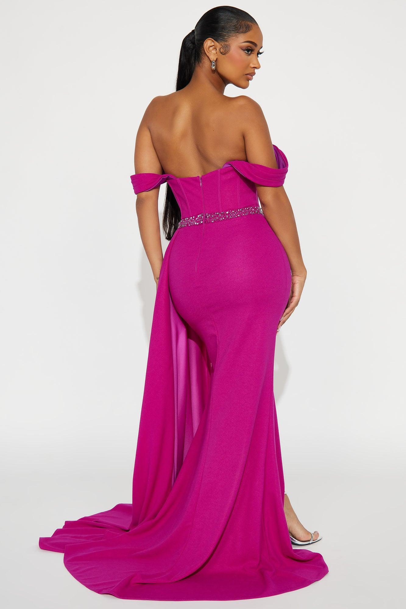 Elsa Embellished Gown - Magenta Product Image