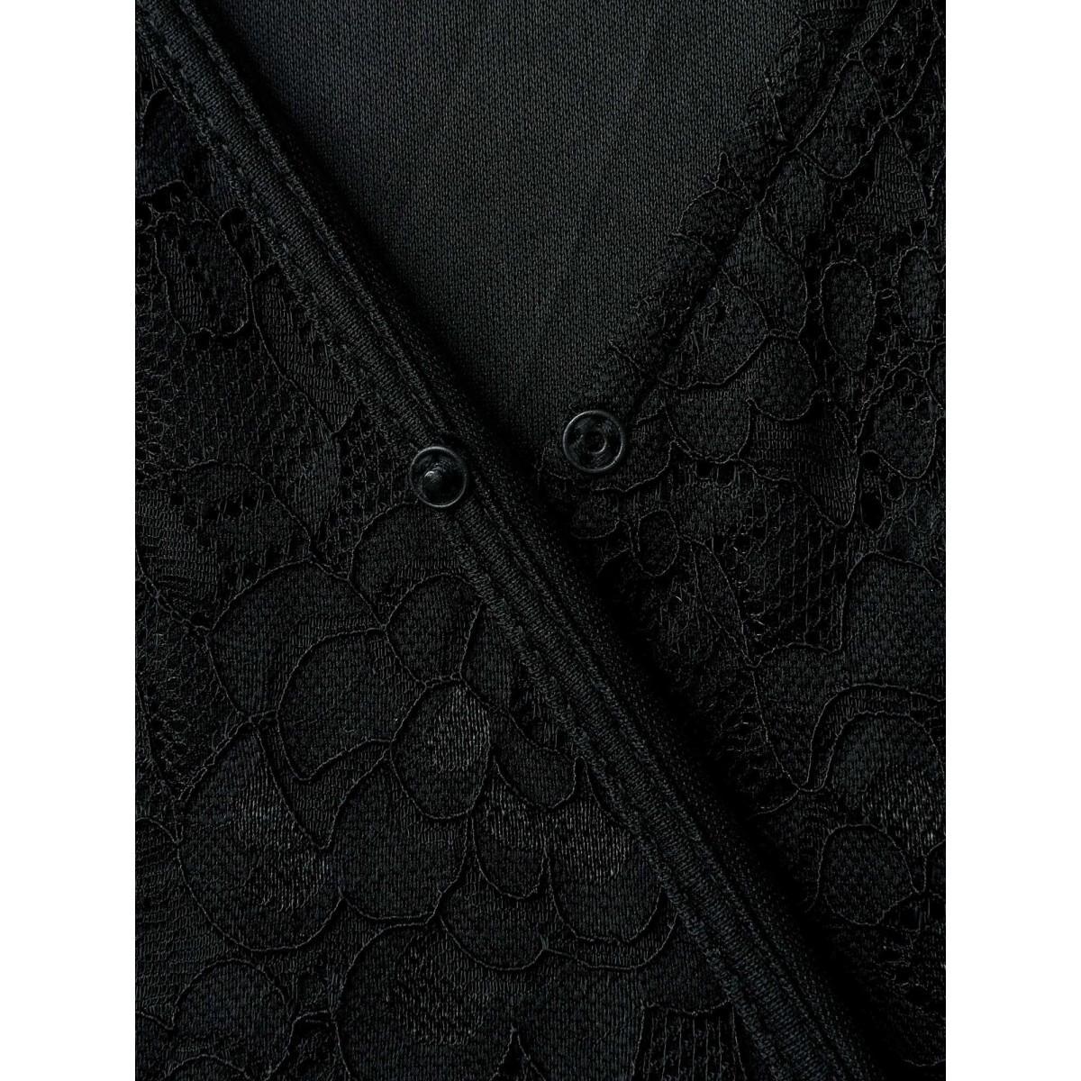 Plus Size Floral Stripes Lace Trim Maxi Dress Black Women Overlap Collar Sleeveless Curvy BloomChic 18-20/2X Product Image