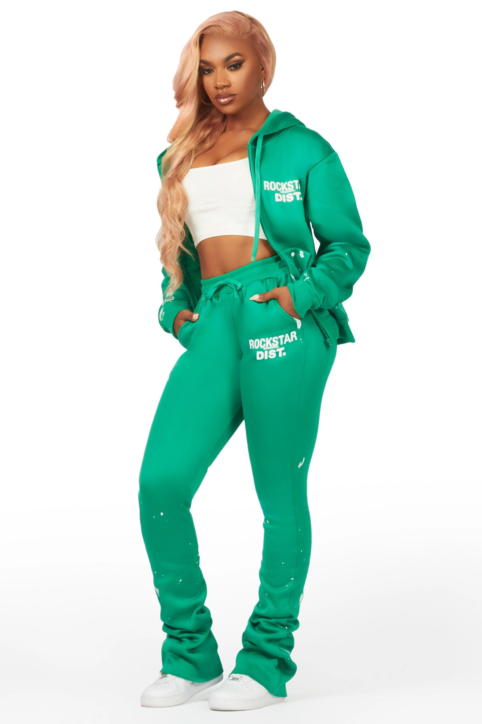 Halloway Green Zip Up Super Stacked Trackset Female Product Image