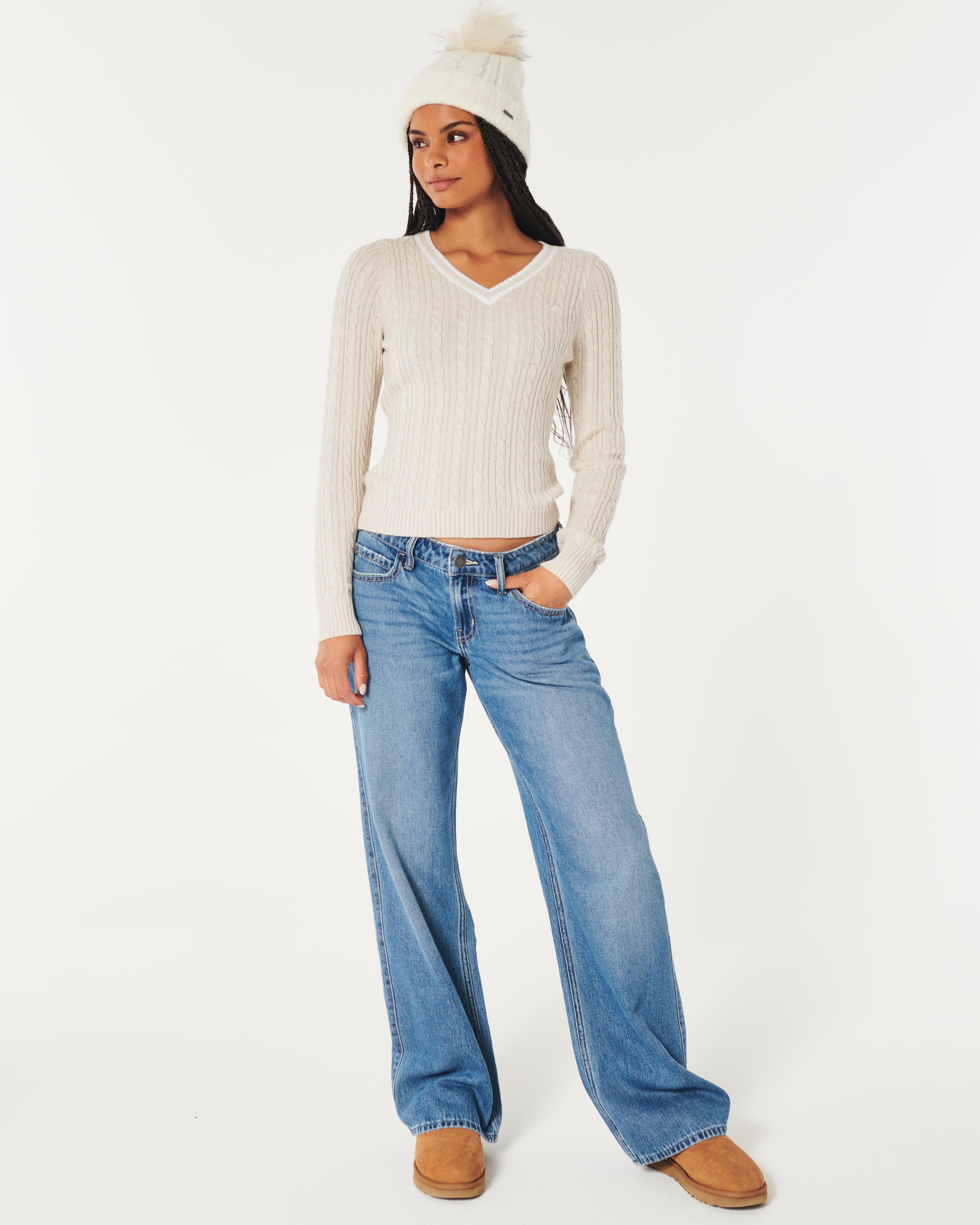 Cable-Knit Icon V-Neck Sweater Product Image