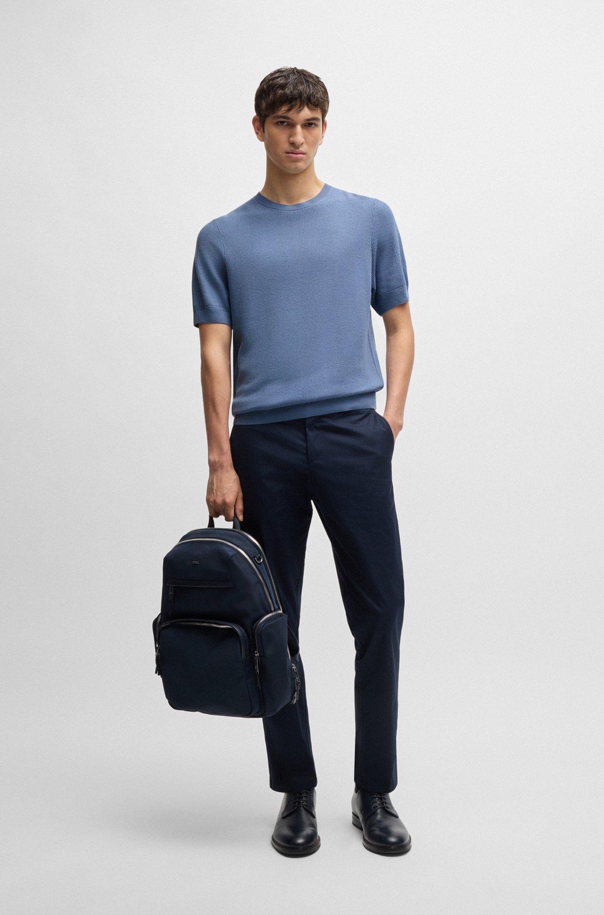 Regular-fit sweater with short sleeves and logo flag Product Image